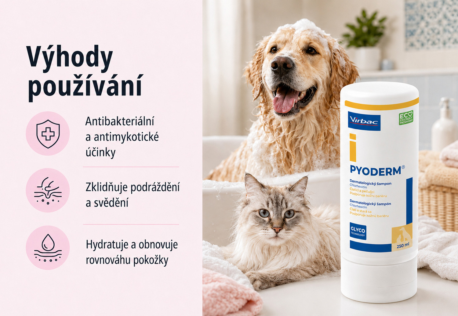 VIRBAC Pyoderm - šampon pro psy a kočky - 250 ml - foto 1