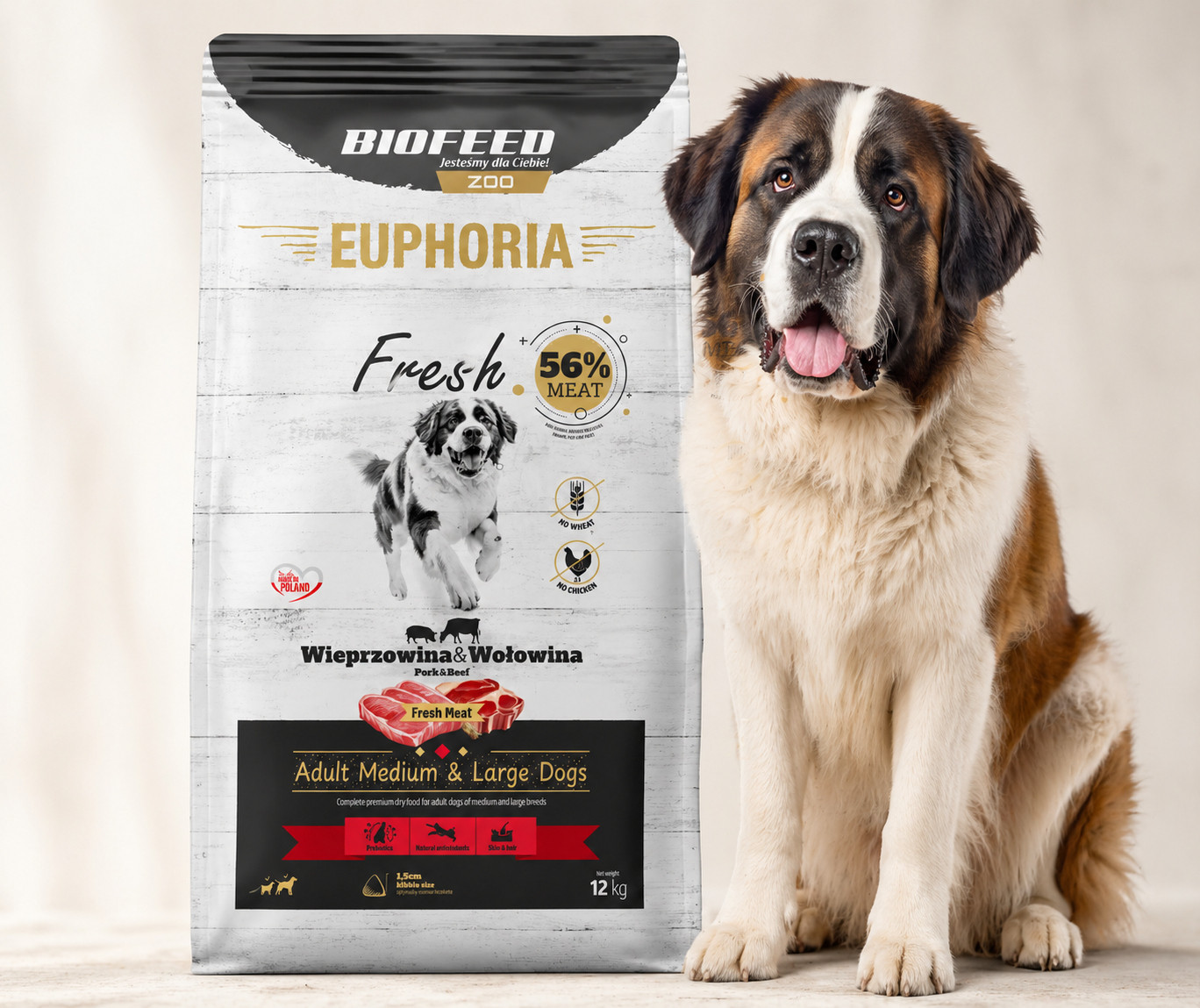 BIOFEED Euphoria Fresh Adult Medium & Large Pork with beef - suché krmivo pro psy - 12kg - foto 5
