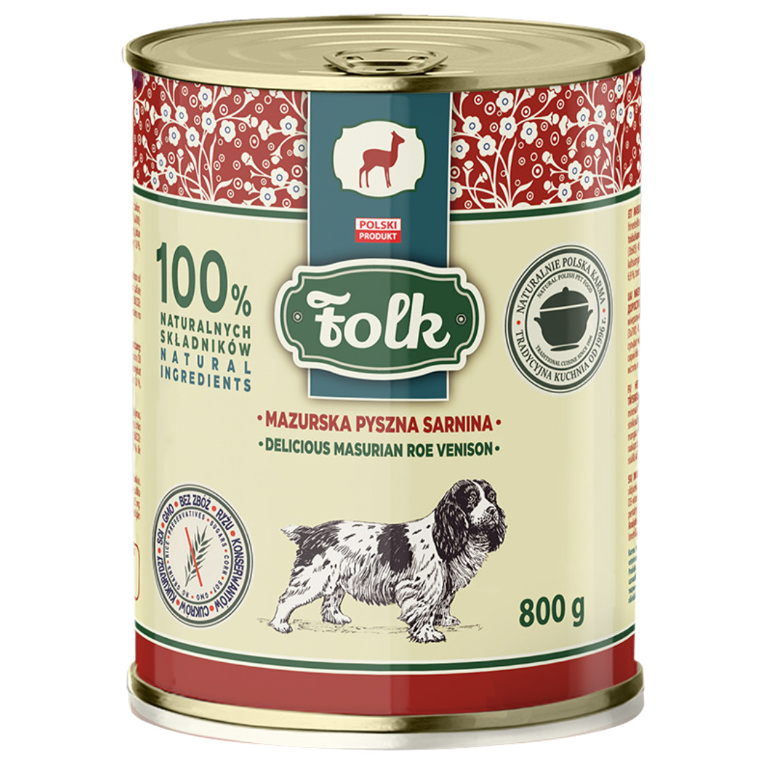 FOLK Mazurská lahodná srnčí – mokré krmivo pro psy – 12x800g - foto 1
