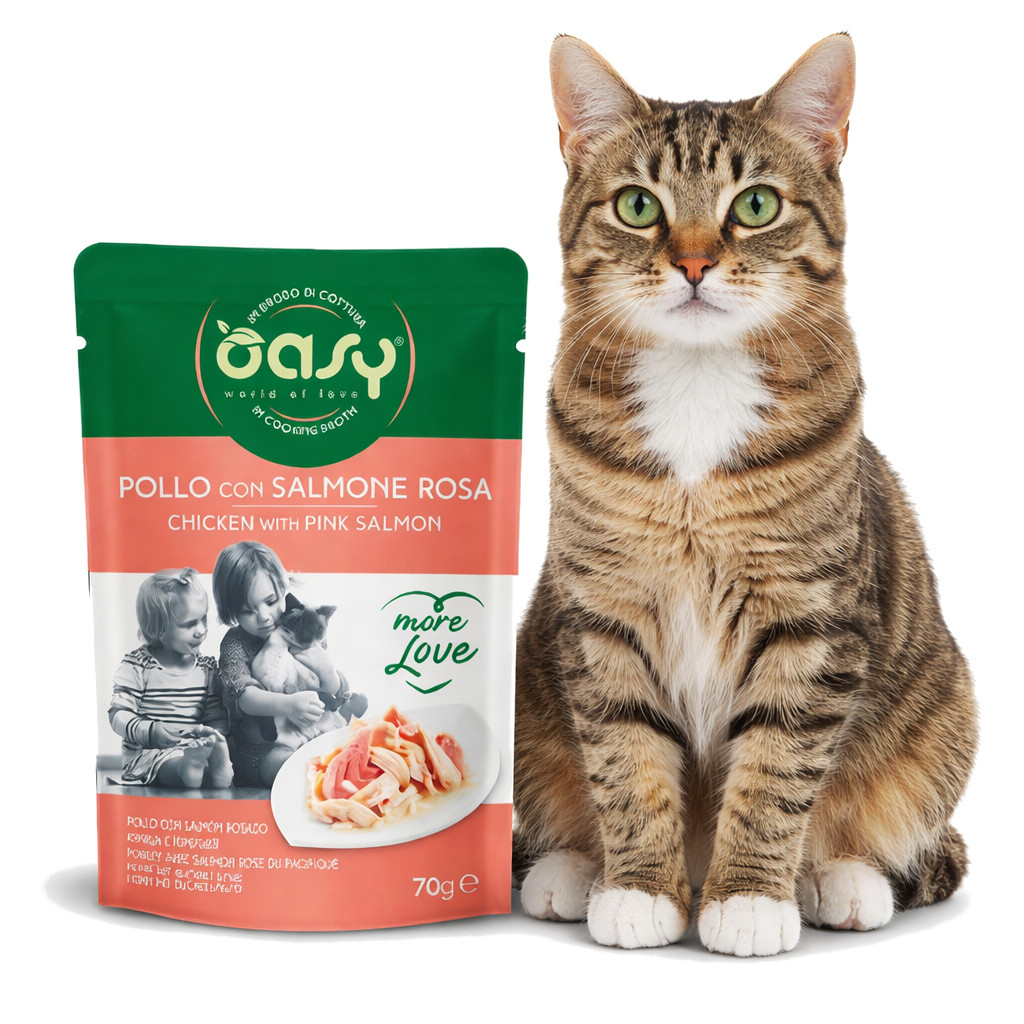 OASY More Love Chicken with salmon - mokré krmivo pro kočky - 70g - foto 2