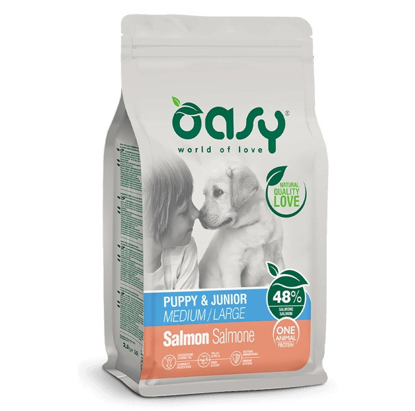 OASY One Animal Protein Puppy & Junior Medium/Large Salmon - suché krmivo pro psy - 12kg - foto 1