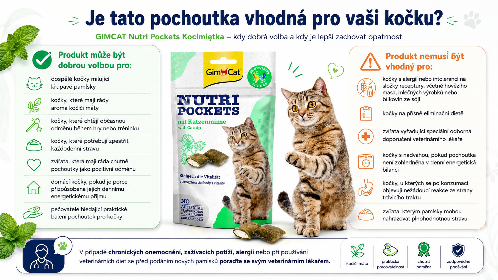 GIMCAT Nutri pockets Catnip - pamlsek pro kočky - 60g - foto 2