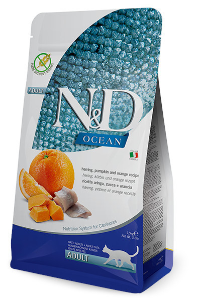 FARMINA N&D Ocean Herring, Pumpkin & Orange Adult - suchá karma pro kočku - 1,5kg - foto 2