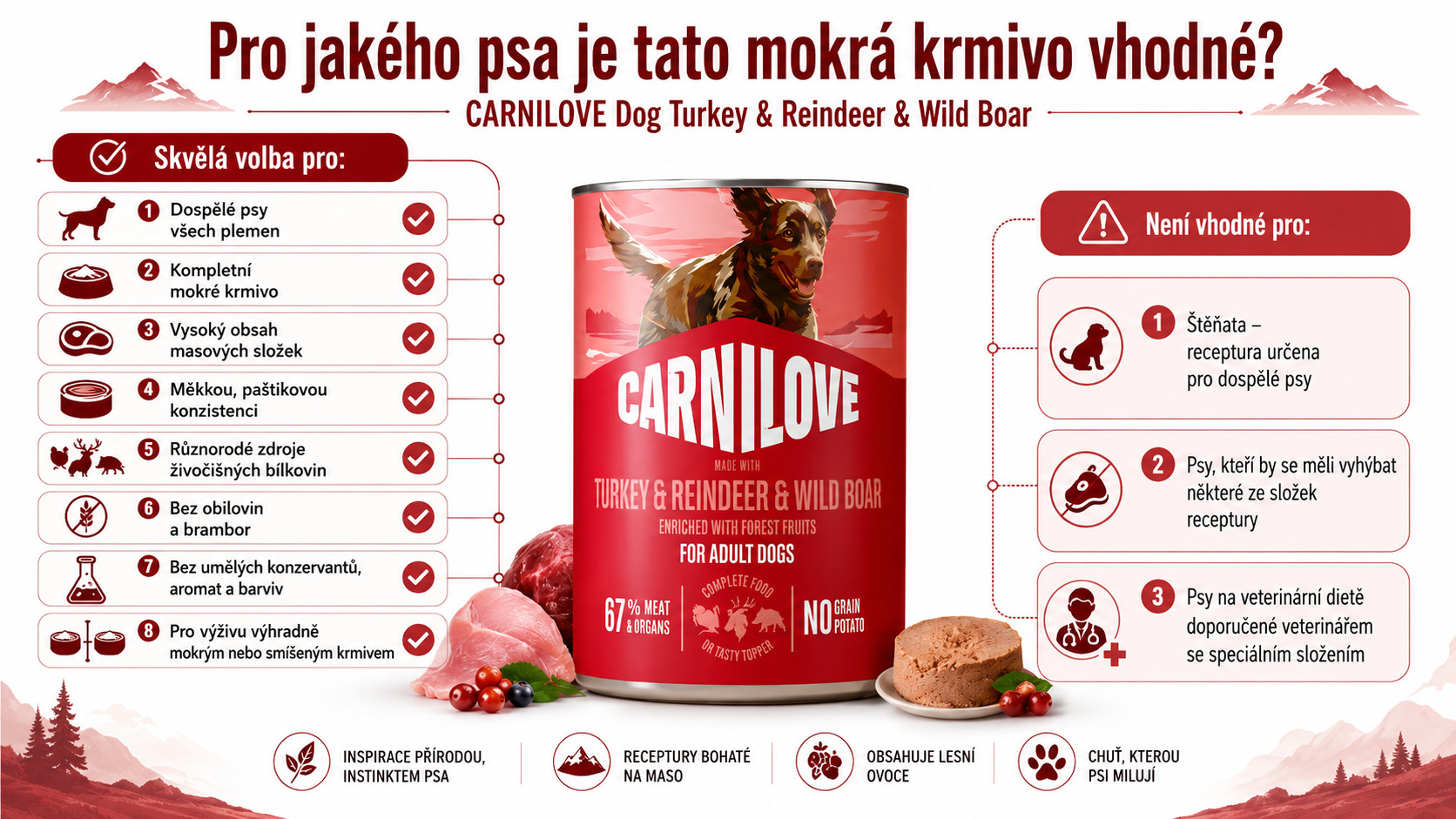 CARNILOVE Dog Turkey&Reindeer&Wild Boar - mokré krmivo pro psy - 400g - foto 5