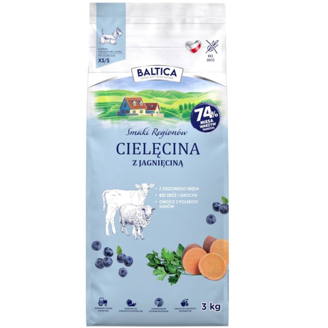 BALTICA Smaki regionów Small breeds Veal with lamb - suché krmivo pro psy - 3kg - foto 1