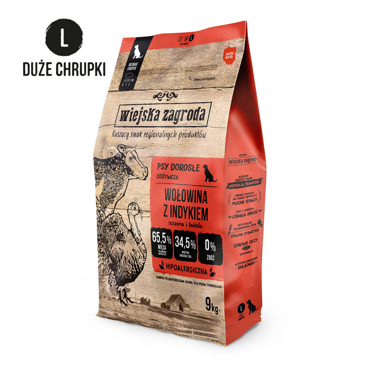 COUNTRY FARM Hovězí maso s krůtím L - suché krmivo pro psy - 9kg - foto 1