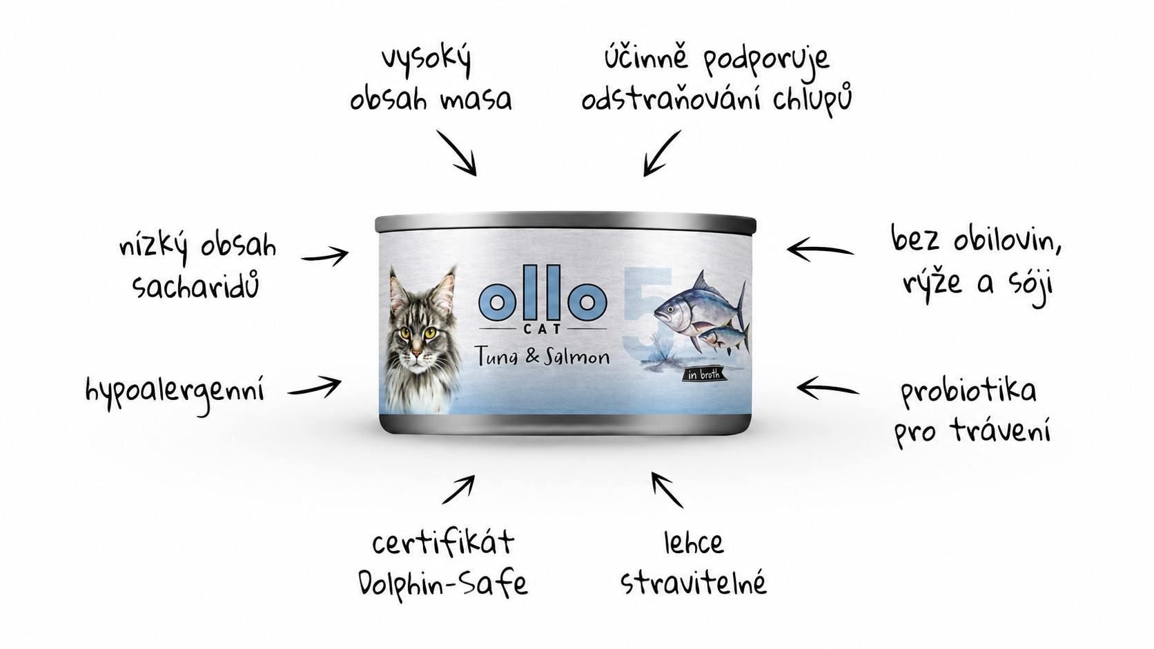 OLLO Cat nr 5 Tuna & Salmon in broth - mokré krmivo pro kočky - 70g - foto 1