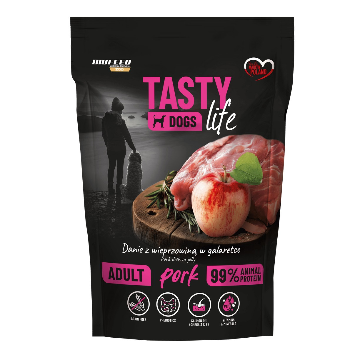 BIOFEED Tasty Dogs Life Pork - vlhké krmivo pro psy - 500g - foto 2