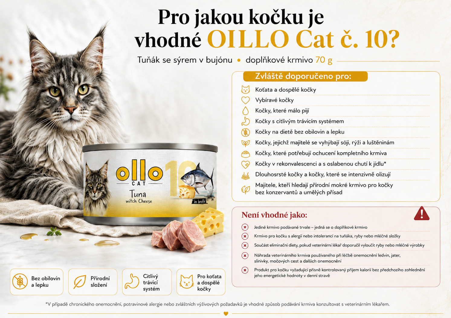 OLLO Cat nr 10 Tuna & Cheese in broth - mokré krmivo pro kočky - 70g - foto 6