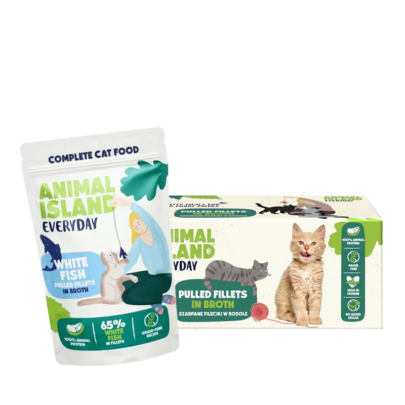 ANIMAL ISLAND White fish in broth - mokré krmivo pro kočky - 40x85g - foto 1