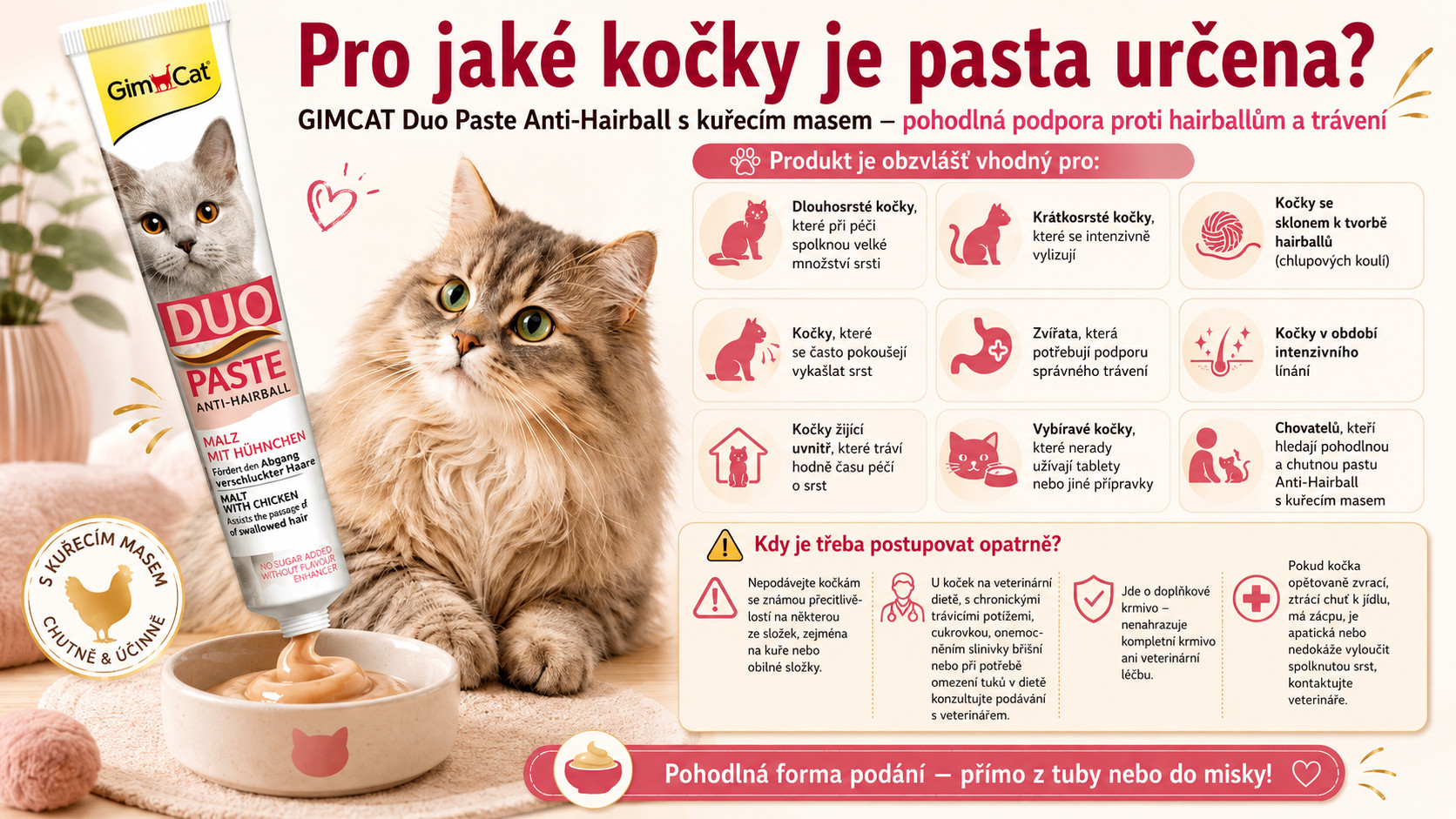 GIMCAT Duo Paste Anti-Hairball s kuřetem – pamlsek pro kočku – 50g - foto 2