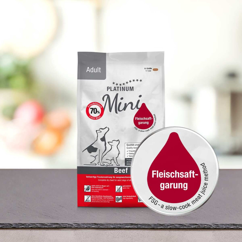 PLATINUM Adult Beef Mini – polovlhké krmivo pro psy – 900 g + pamlsek PLATINUM Xmas-Bits Iberico 150 g ZDARMA - foto 2