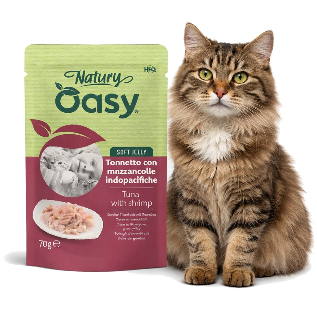 OASY Natury Soft Jelly Tuna with shrimp - mokré krmivo pro kočky - 70g - foto 2