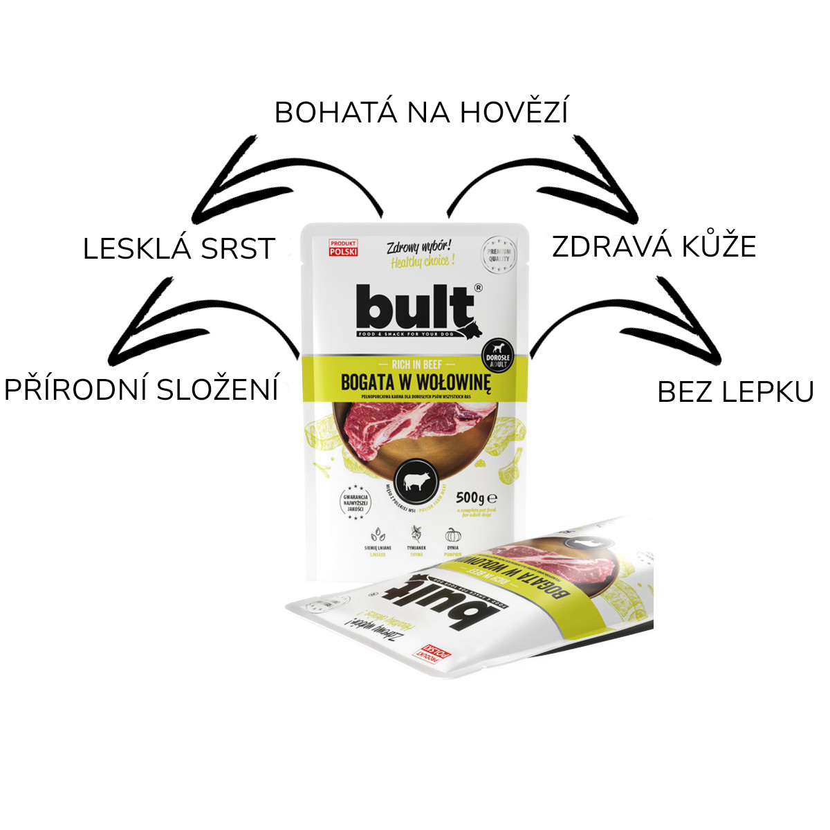 BULT Masová konzerva bohatá na hovězí – mokré krmivo pro psy – 24x500g - foto 2
