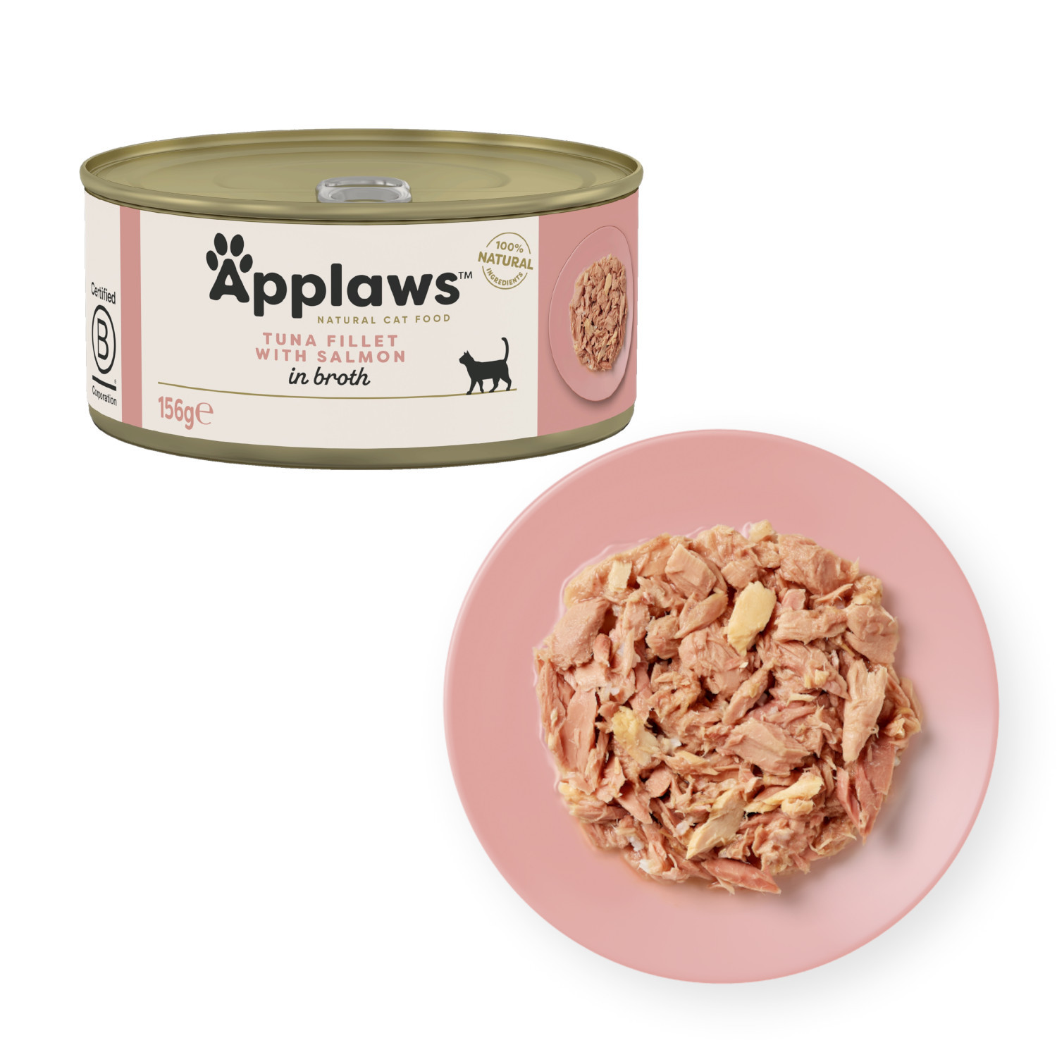 APPLAWS Tuna fillet with salmon in broth - mokré krmivo pro kočky - 156g - foto 1