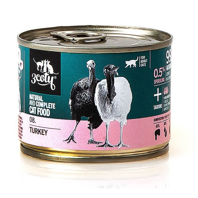 3COTY 08. Turkey - mokré krmivo pro kočky - 180g - foto 6