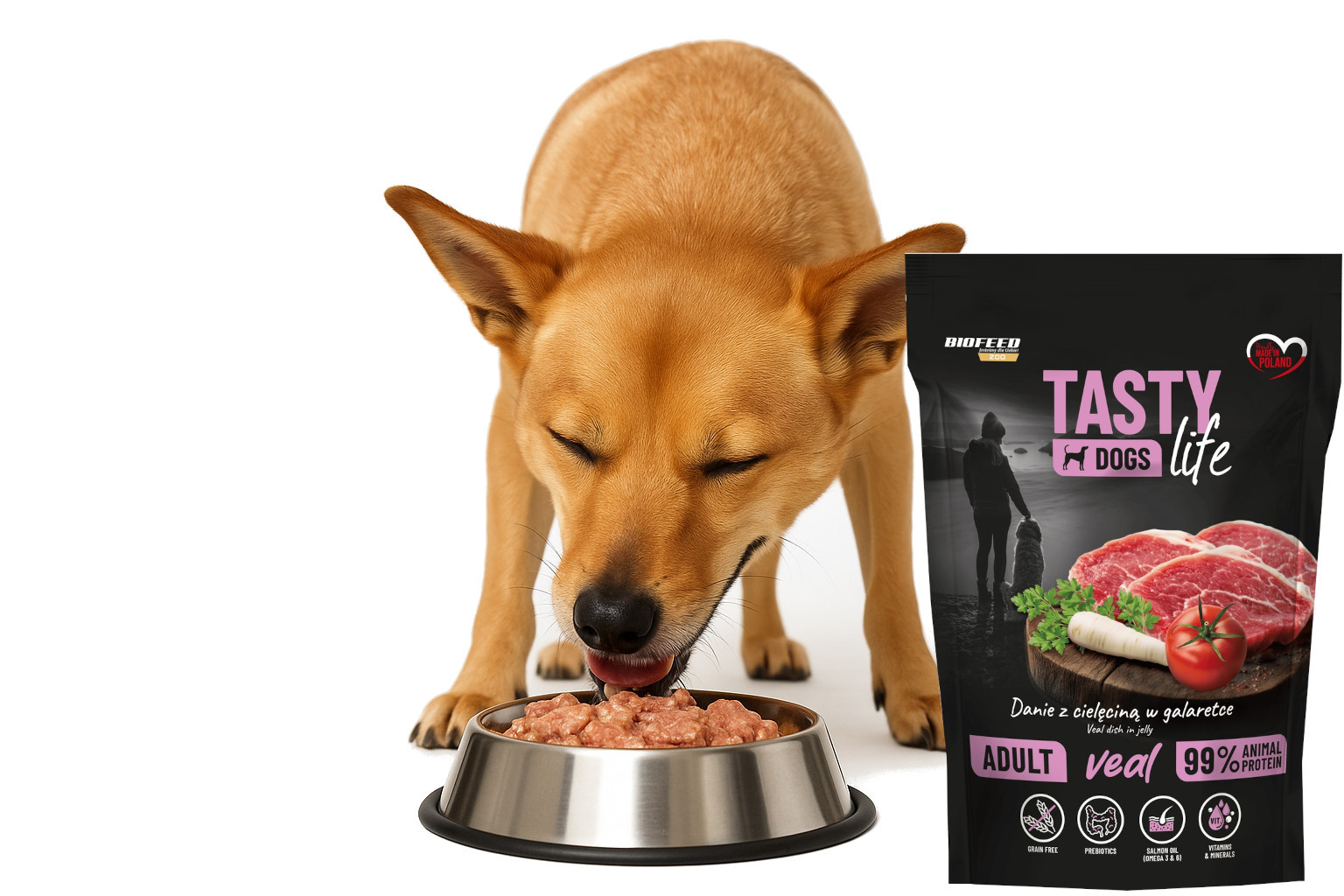 BIOFEED Tasty Dogs Life Veal - vlhké krmivo pro psy - 500g - foto 4