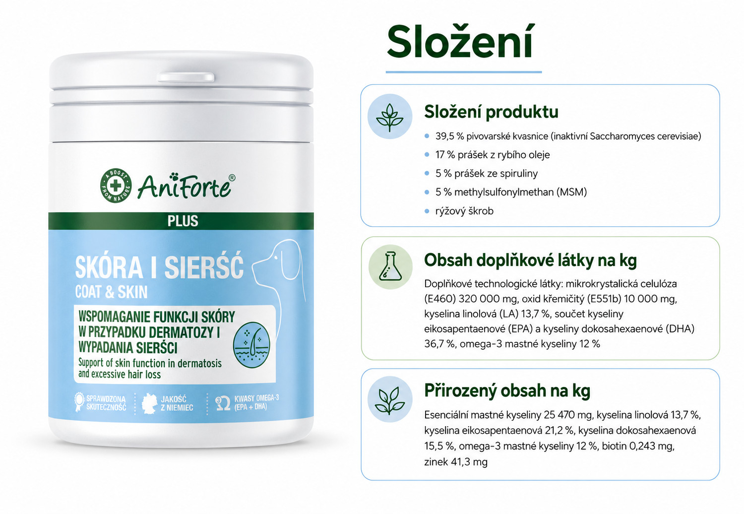 ANIFORTE Skin and coat - doplňky stravy pro psy - 90 tablet - foto 2