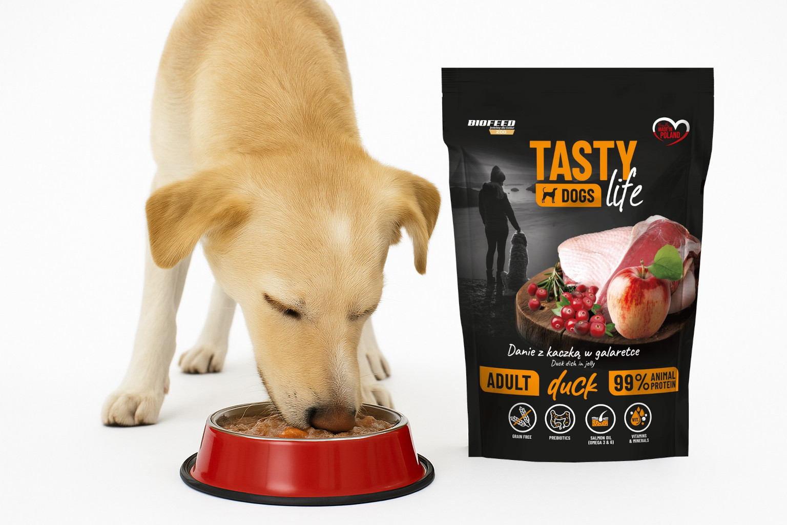 BIOFEED Tasty Dogs Life Duck - vlhké krmivo pro psy - 500g - foto 5