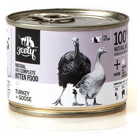 3COTY 47. Turkey and goose for kittens - mokré krmivo pro kočky - 180g - foto 6