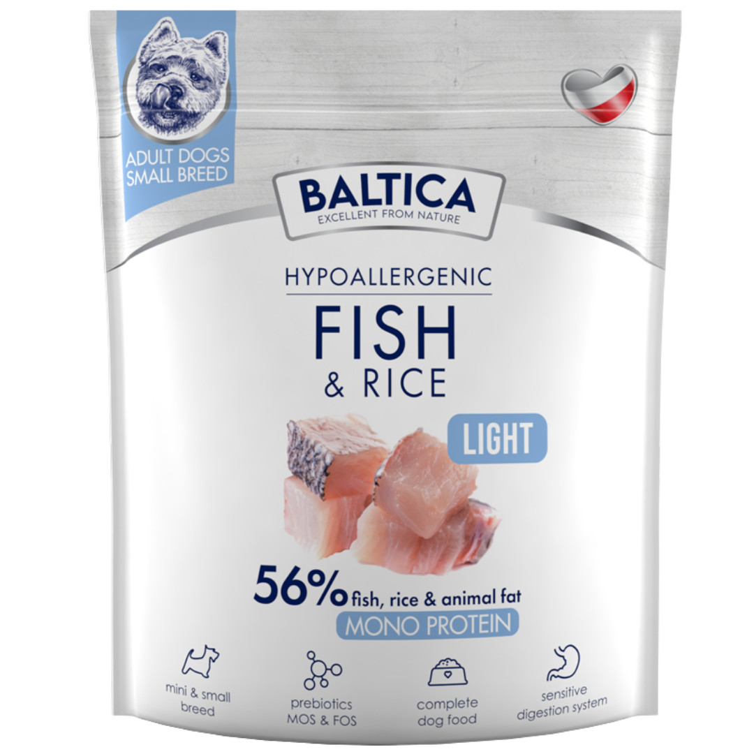 BALTICA Nutraceutic Hypoallergenic Light S Mono Fish with rice - suché krmivo pro psy - 1kg - foto 1