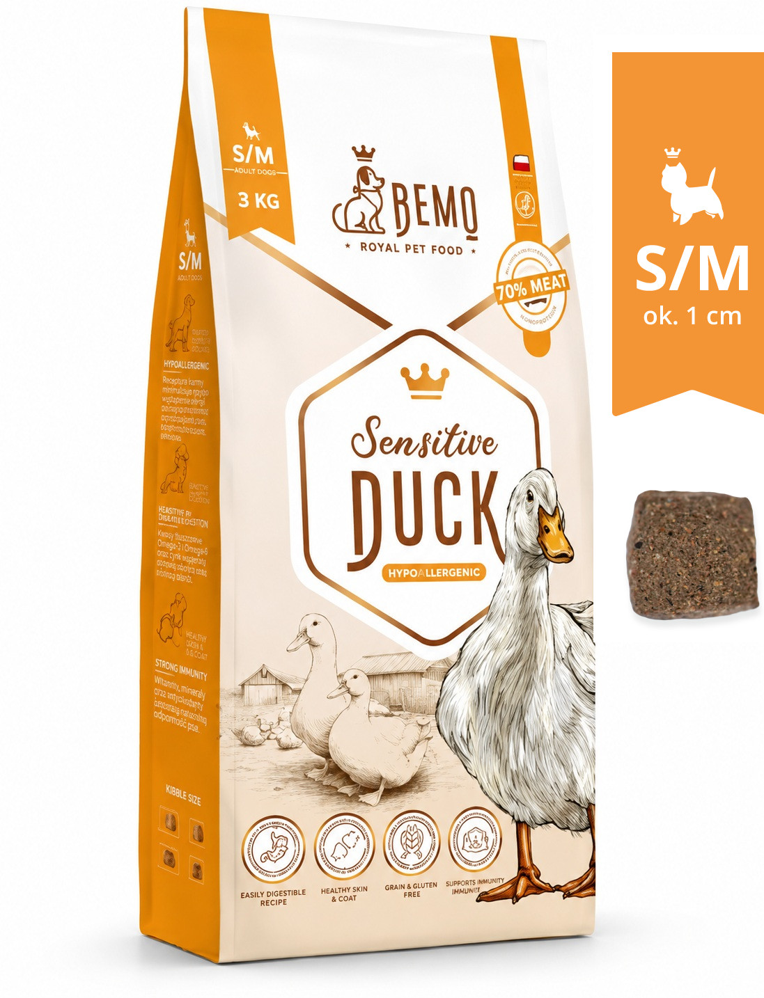 BEMO Sensitive Duck Small/Medium Mono - suché krmivo pro psy - 3kg - foto 1