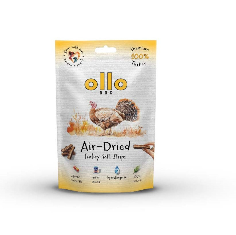 OLLO Air-Dried Turkey strips - pamlsek pro psa - 80g - foto 1