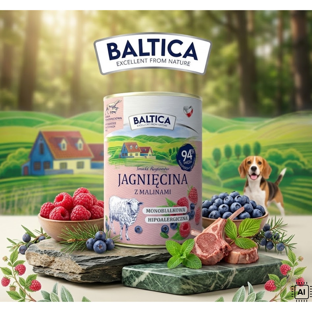 BALTICA Chutě regionů Mono Jehněčí s malinami - mokré krmivo pro psy - 6x400g - foto 2
