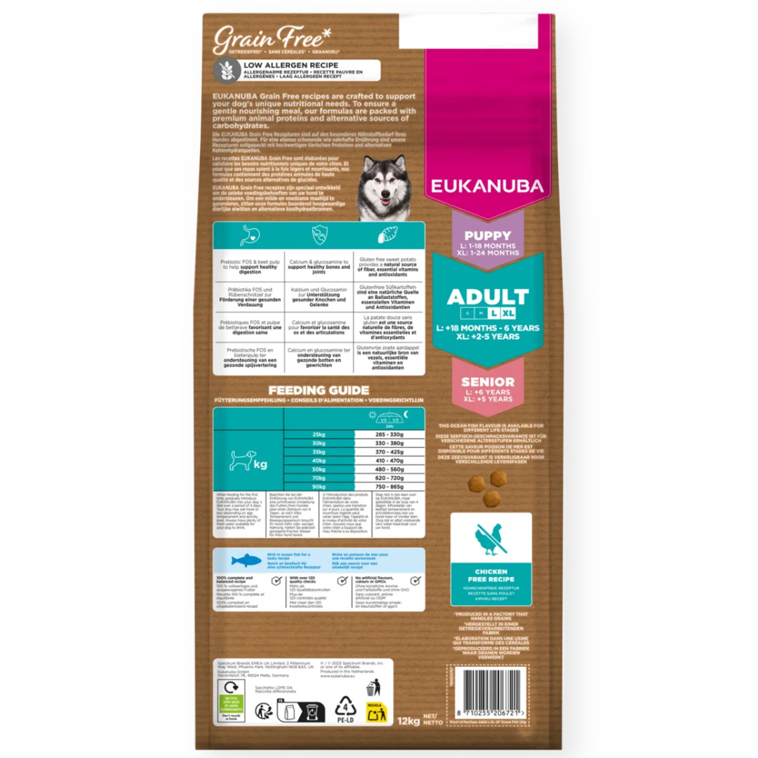 EUKANUBA Grain Free Adult Large Ocean Fish - suché krmivo pro psy - 12kg - foto 3