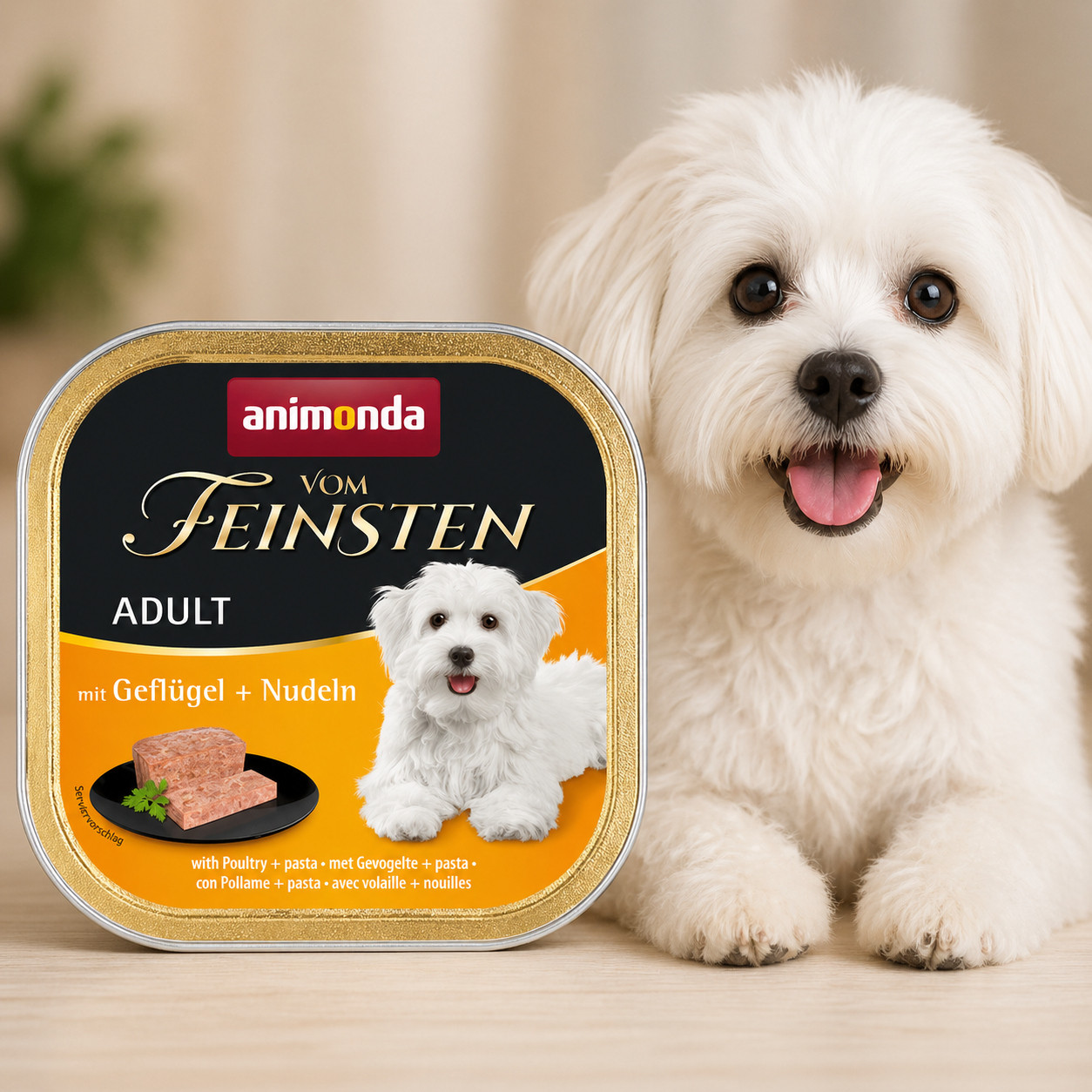 ANIMONDA Vom Feinsten Adult Poultry with pasta - vlhké krmivo pro psy - 150g - foto 2