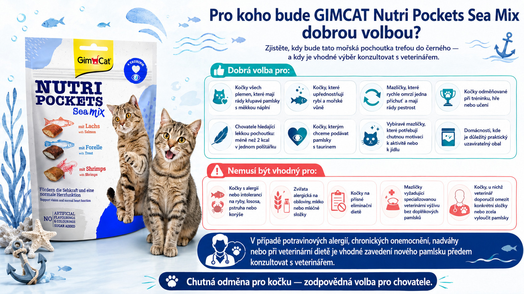 GIMCAT Nutri Pockets Sea mix – pamlsek pro kočku – 150g - foto 2