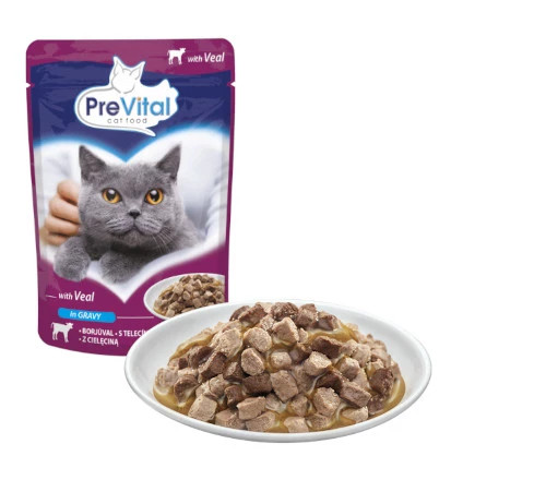 PREVITAL Cat Food Mix 4 Příchutě Kuře, Telecí, Losos, Drůbež – mokré krmivo pro kočky – 96 x 100 g - foto 5