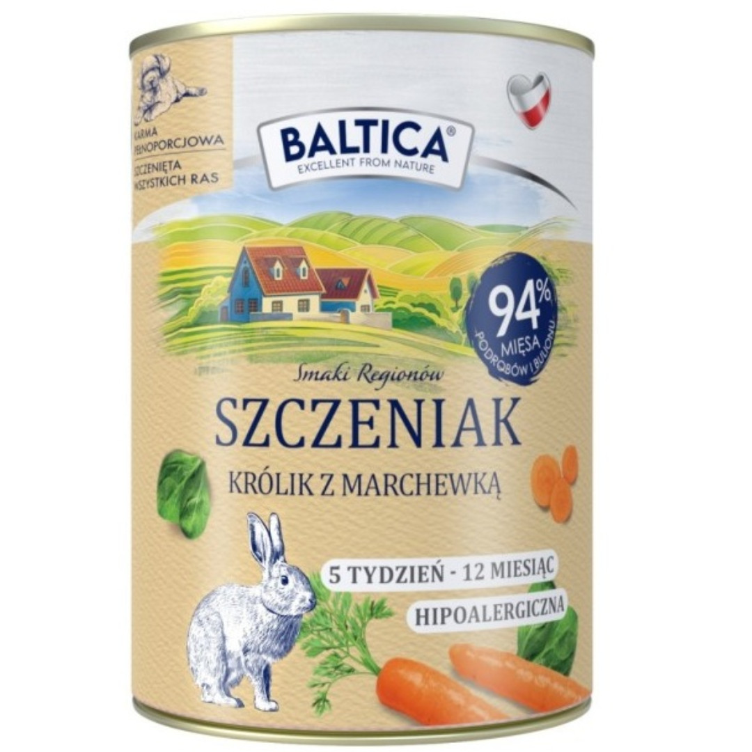 BALTICA Chutě regionů Štěně Mono Králík s mrkví - mokré krmivo pro psy - 6x400g - foto 1