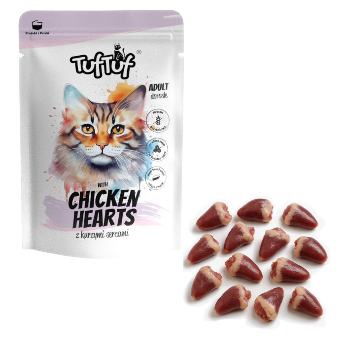 TUF TUF with chicken hearts - mokré krmivo pro kočky - 100g - foto 3