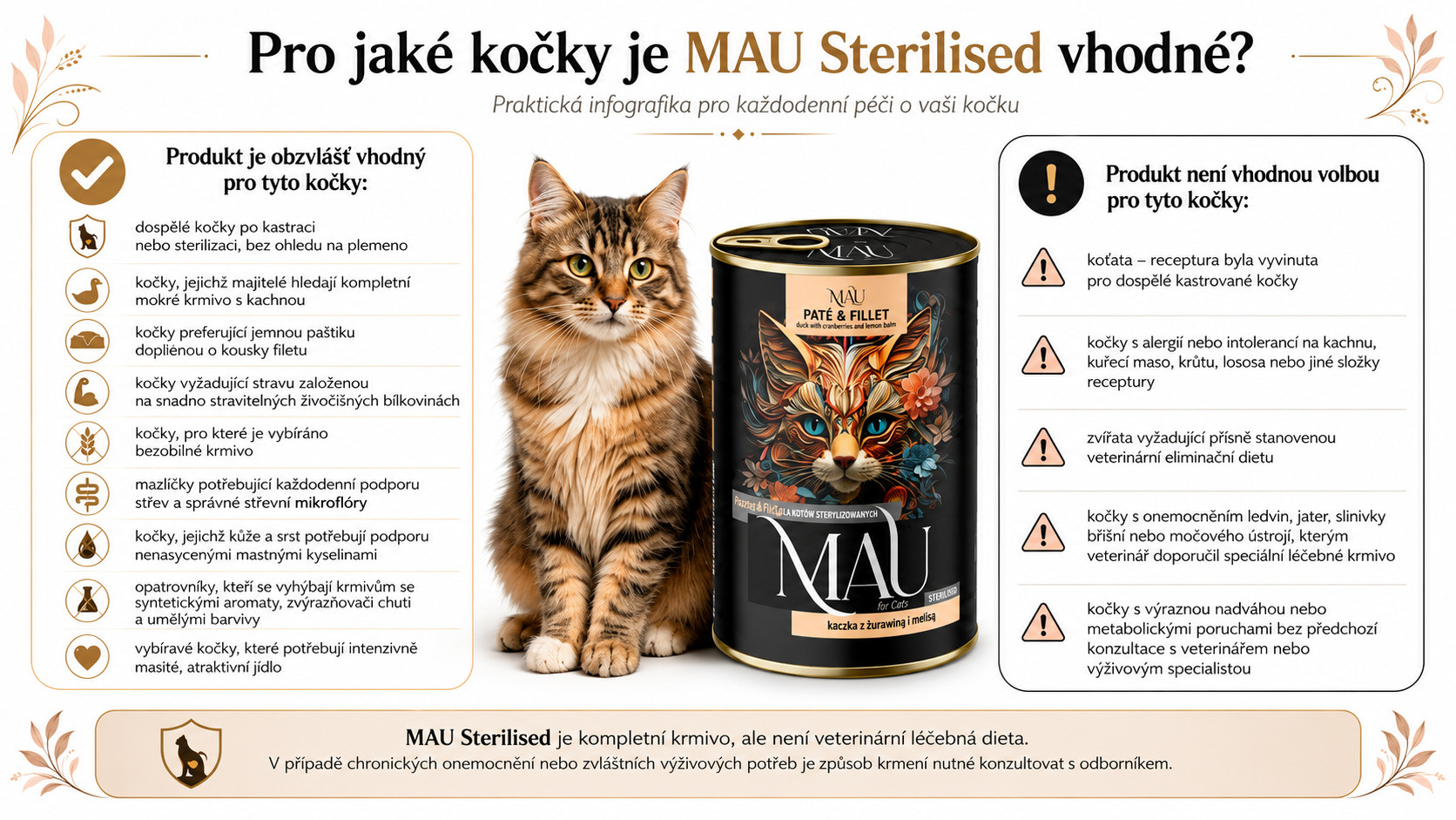 MAU Paštika a Filet Sterilised Kachna s brusinkami a meduňkou - mokré krmivo pro kočku - 24x400g - foto 2