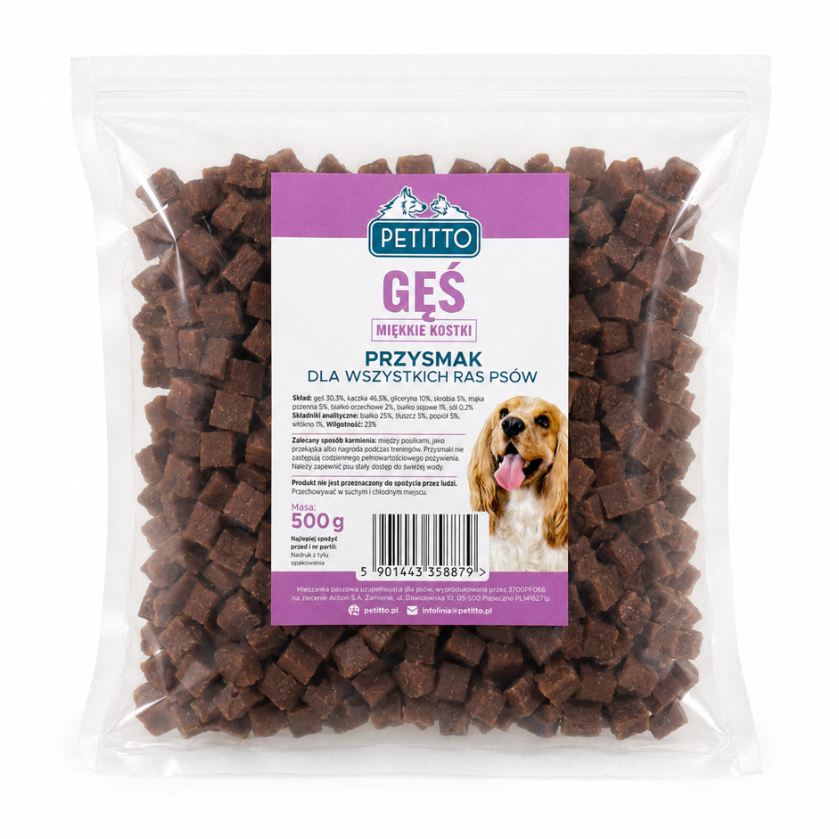 PETITTO Soft goose meat cubes - pamlsek pro psa - 500g - foto 1