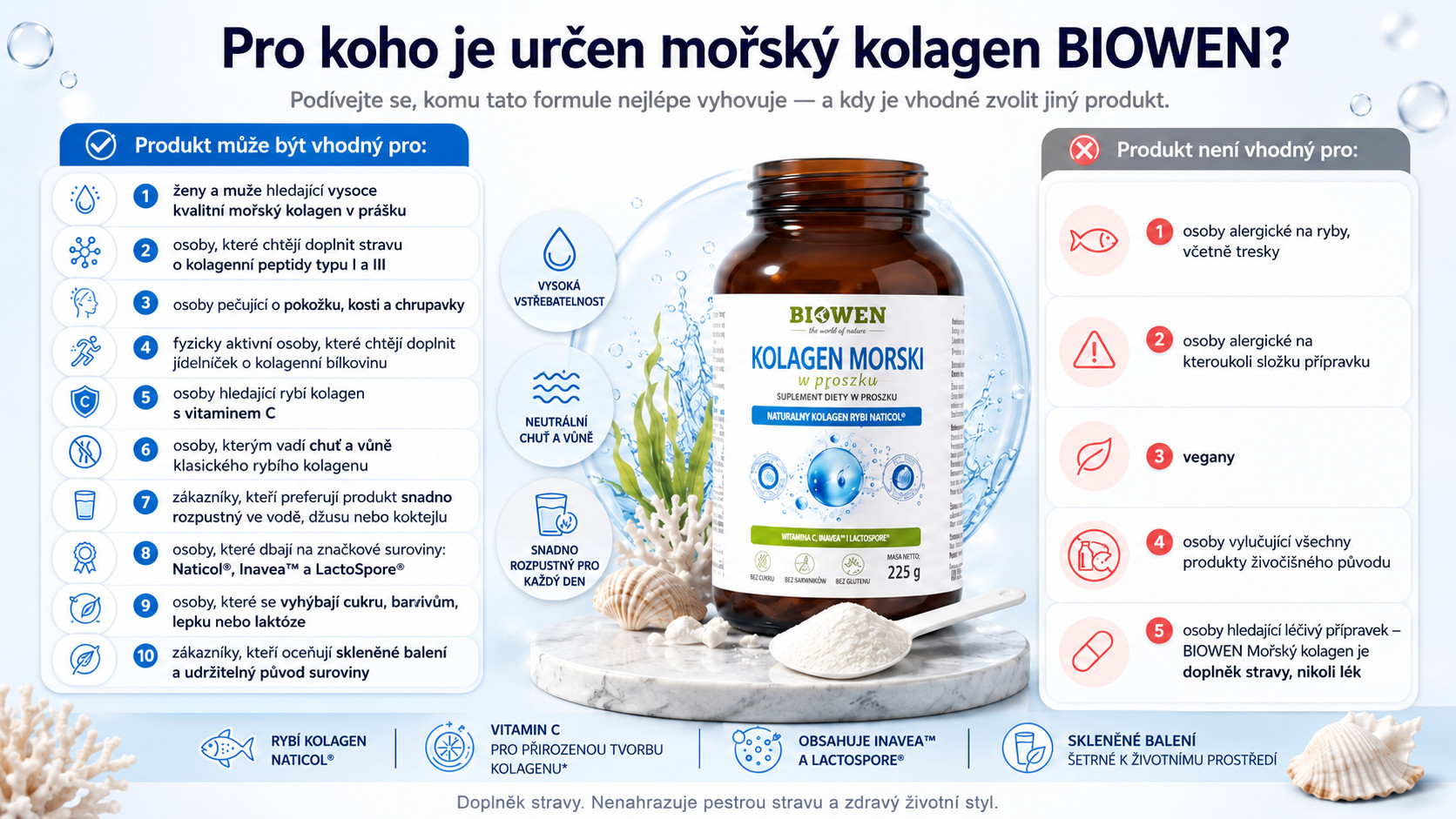 BIOWEN Mořský kolagen 3x peptidy – doplněk stravy pro lidi – 225g - foto 5