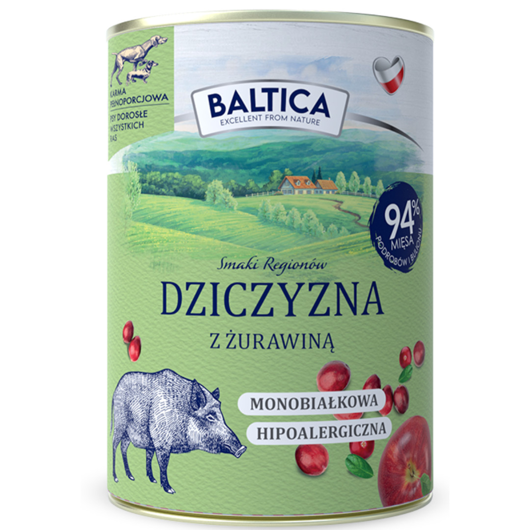 BALTICA Chutě regionů Mono Zvěřina s brusinkami - mokré krmivo pro psy - 12x400g - foto 1
