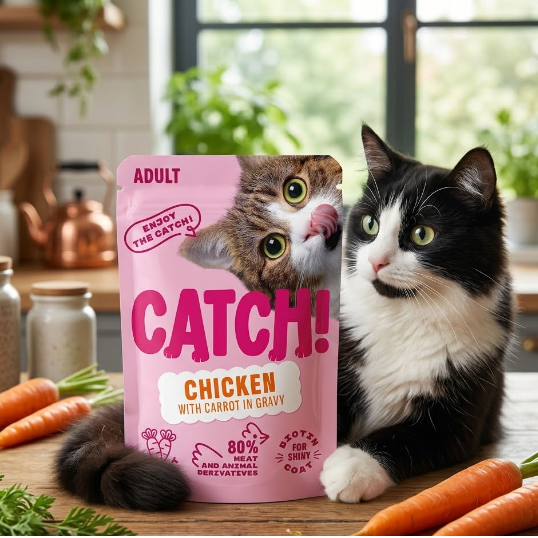 CATCH Chicken and carrot in gravy - mokré krmivo pro kočky - 85g - foto 3