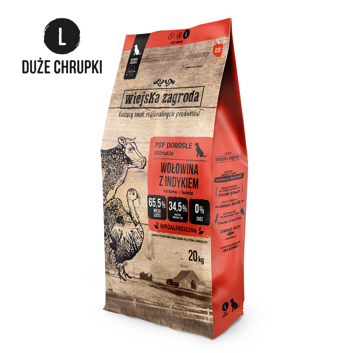 COUNTRY FARM Hovězí maso s krůtím L - suché krmivo pro psy - 20kg - foto 1