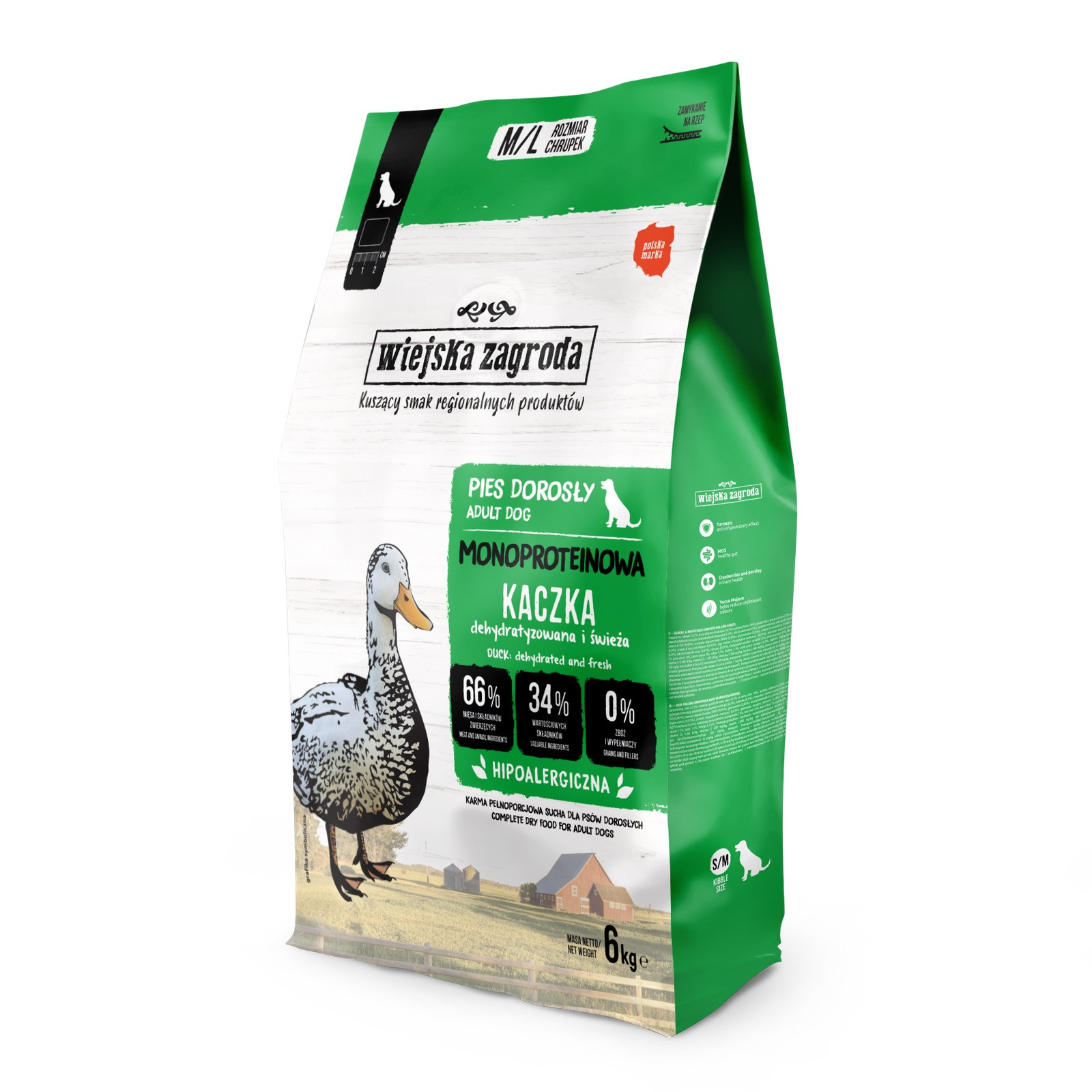 WIEJSKA ZAGRODA Monoprotein Duck M/L - suché krmivo pro psy - 6kg - foto 1