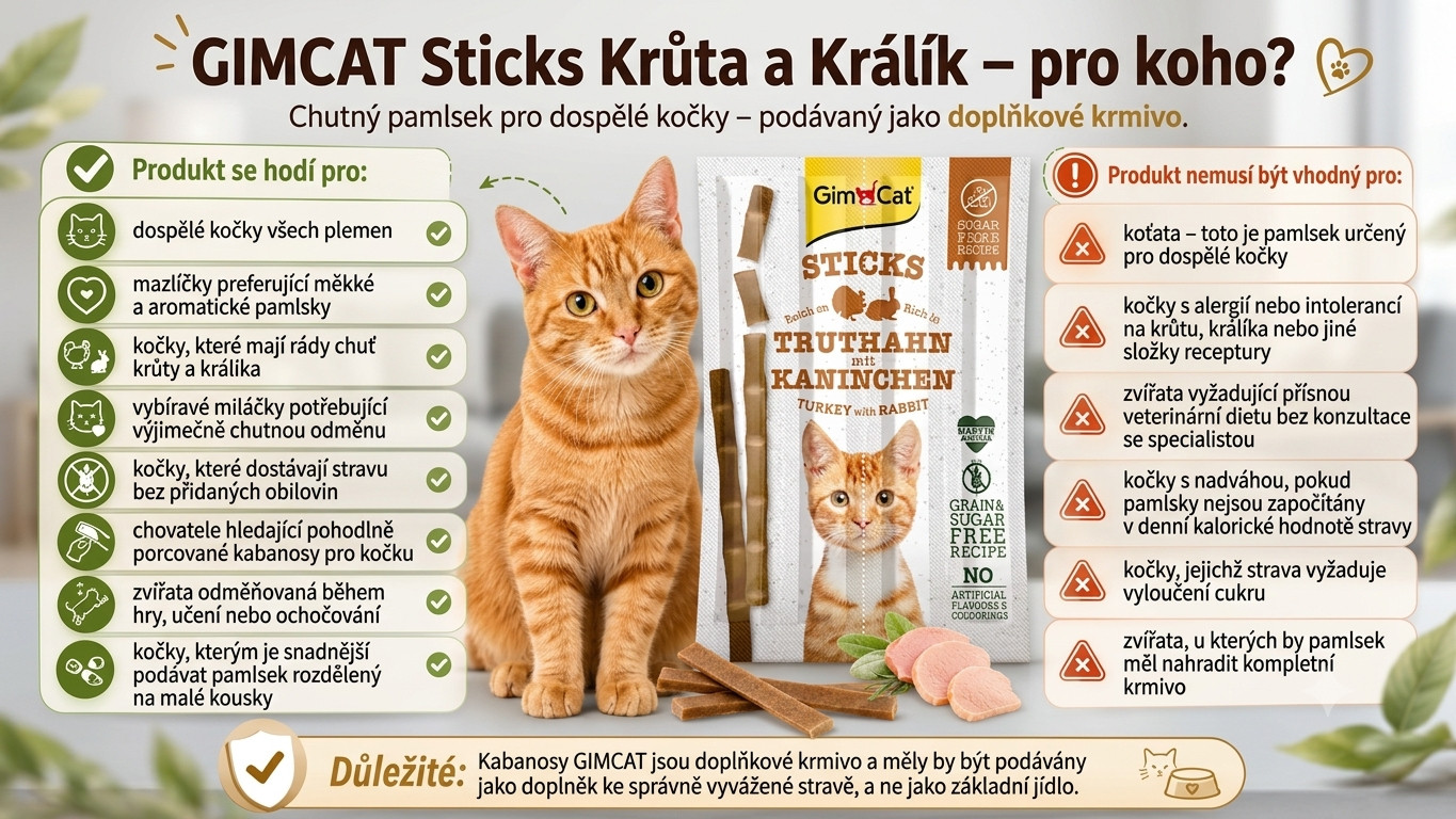 GIMCAT Sticks Turkey and rabbit - pamlsek pro kočky - 4pcs - foto 2