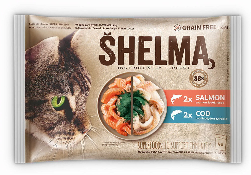 SHELMA with salmon and cod in sauce - mokré krmivo pro kočky - 4x85g - foto 3