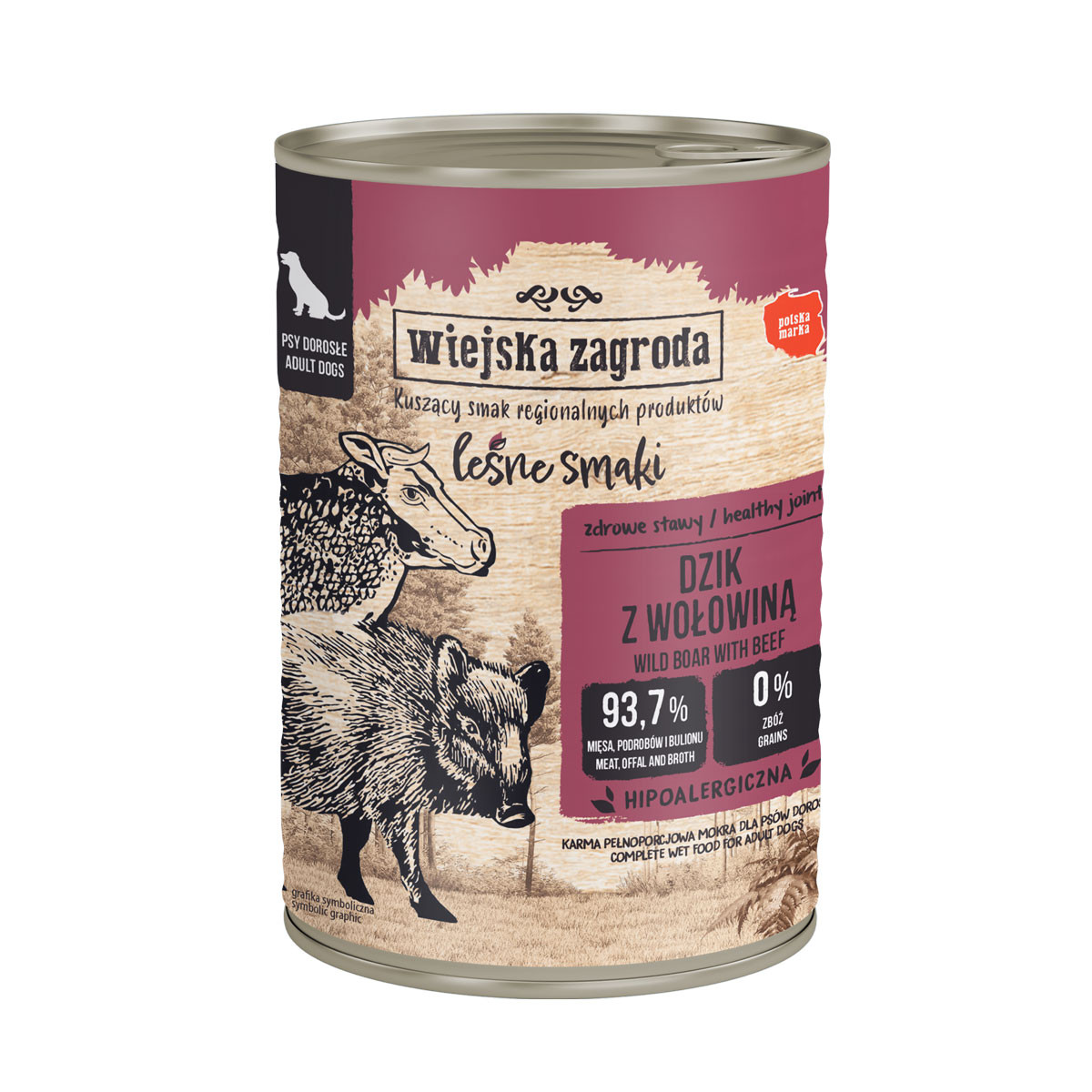 WIEJSKA ZAGRODA Forest Flavours Wild boar with beef - vlhké krmivo pro psy - 400g - foto 1