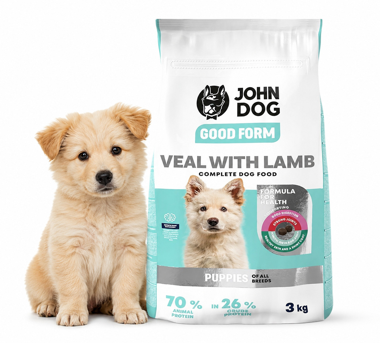 JOHN DOG Junior Good Form Veal with lamb - suché krmivo pro psy - 3kg - foto 2