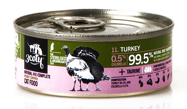 3COTY Turkey with chlorella Sterilised and overweight cats - mokré krmivo pro kočky - 12x80g - foto 9