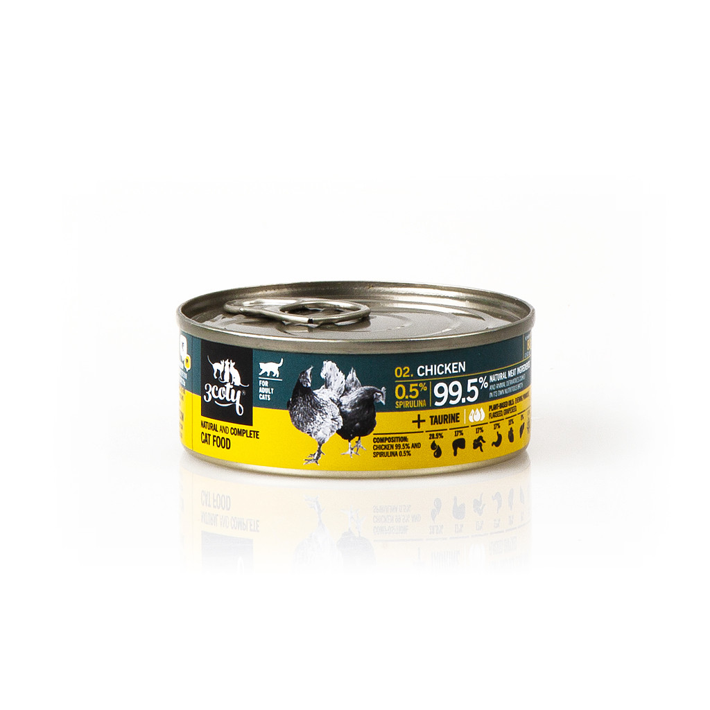 3COTY MIX 2 příchutě se spirulinou – mokré krmivo pro kočky – 24x80g - foto 10
