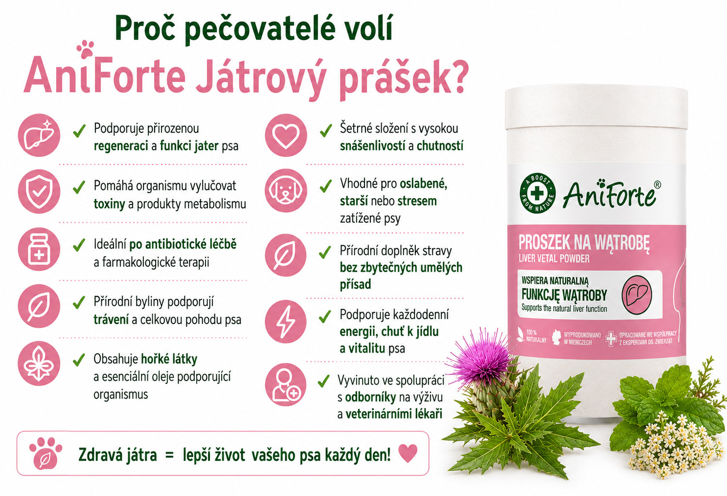 ANIFORTE Liver vetal powder - doplňky stravy pro psy - 100g - foto 1