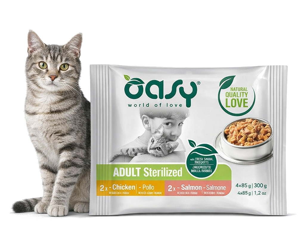 OASY Chunks in gravy Multipack Sterilized selection Box - mokré krmivo pro kočky - 4x85g - foto 2