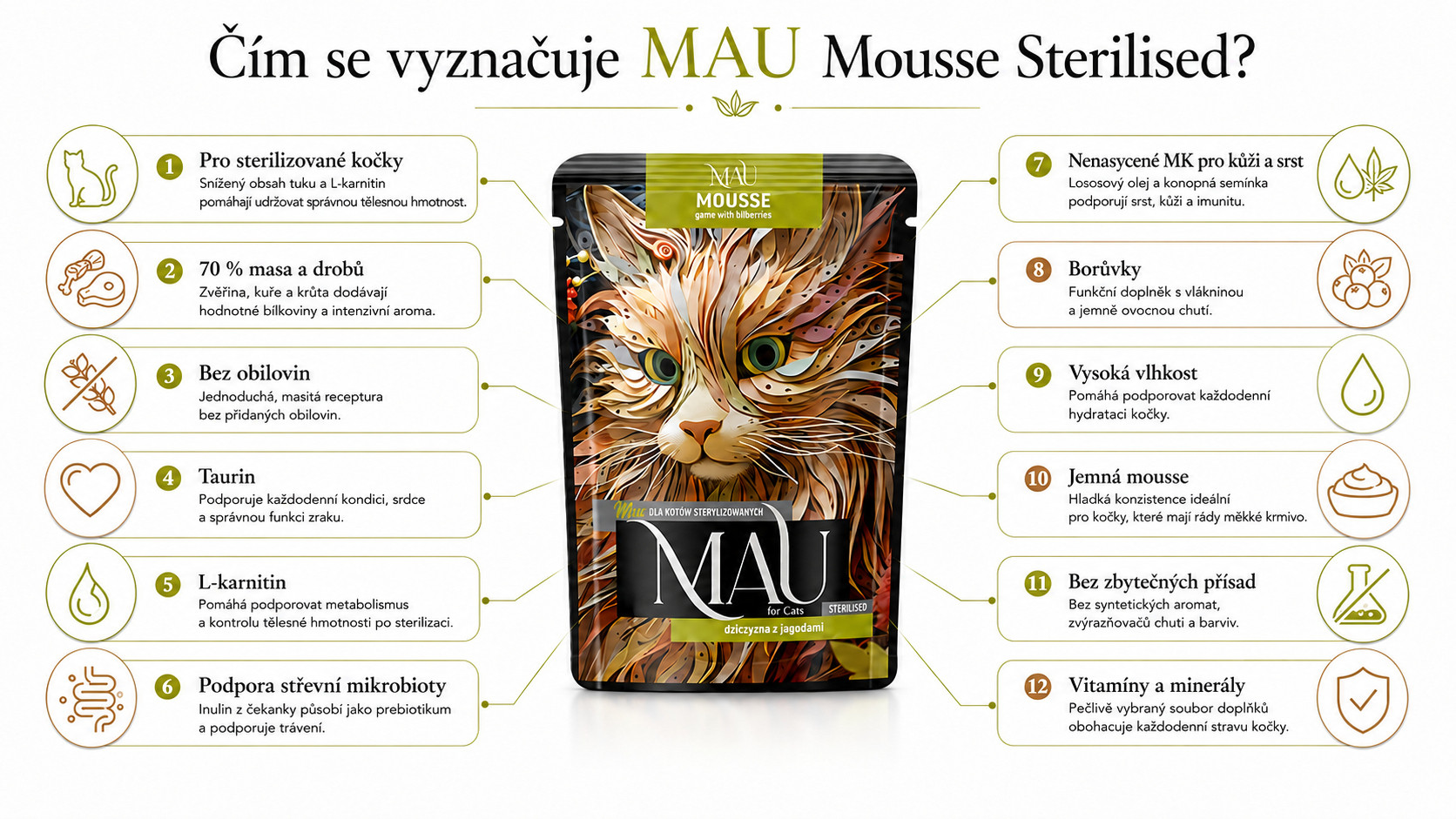 MAU Mousse Sterilised Venison with berries - mokré krmivo pro kočky - 85g - foto 1